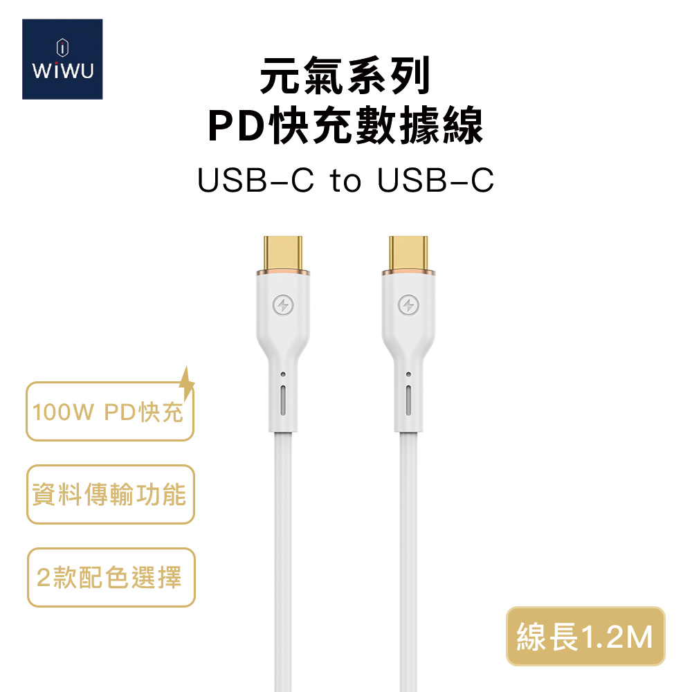 WiWU 元氣系列 100W PD快充數據線YQ02 Type-C 1.2米